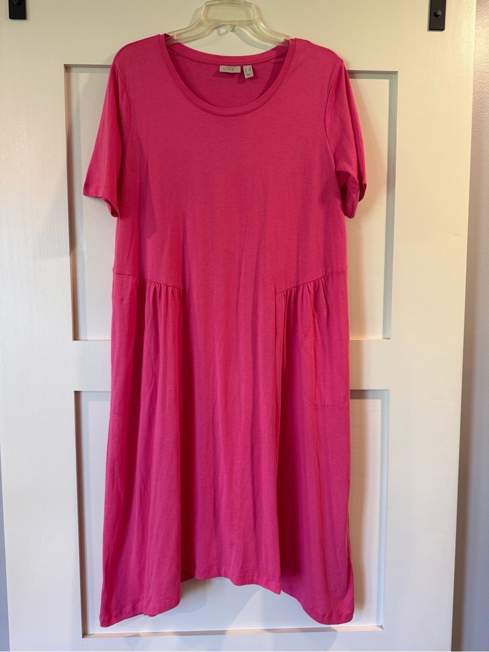 Lori Goldstein Hot Pink Short-Sleeve Midi Swing Dress
